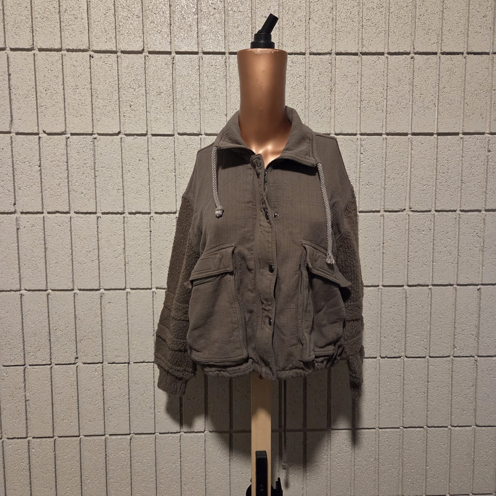 saltwater LUXE Taupe Utility Jacket with Drawcord Collar